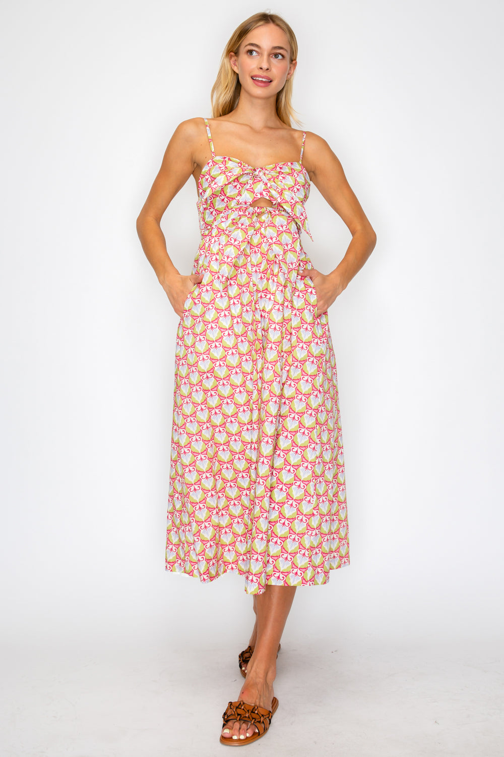 MYTHIC PETALS BOW TIE MIDI DRESS