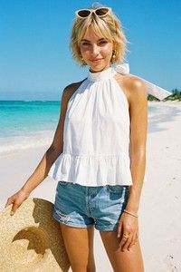 Halter Neck Peplum Top