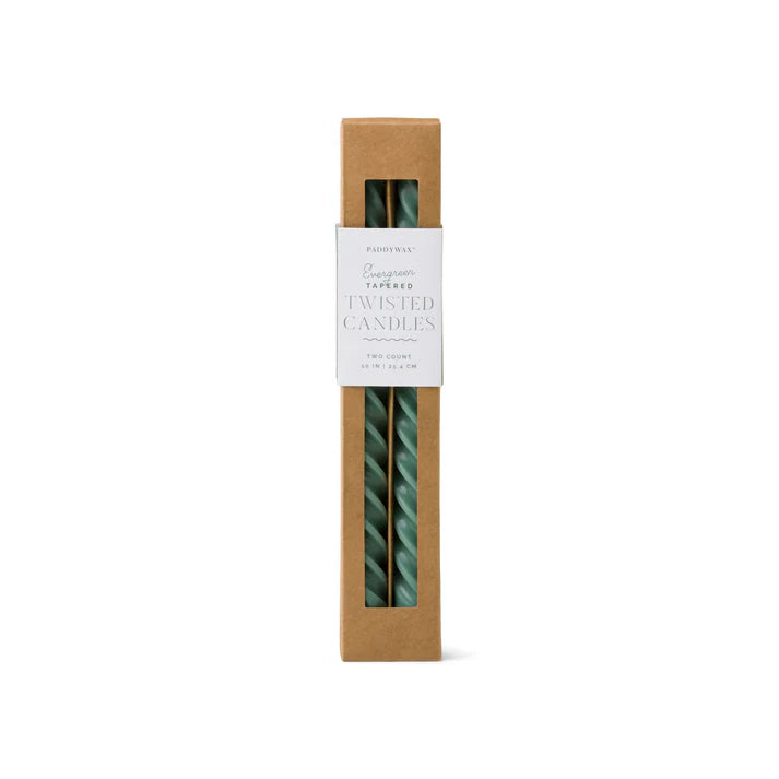 Evergreen Twisted Taper Candles