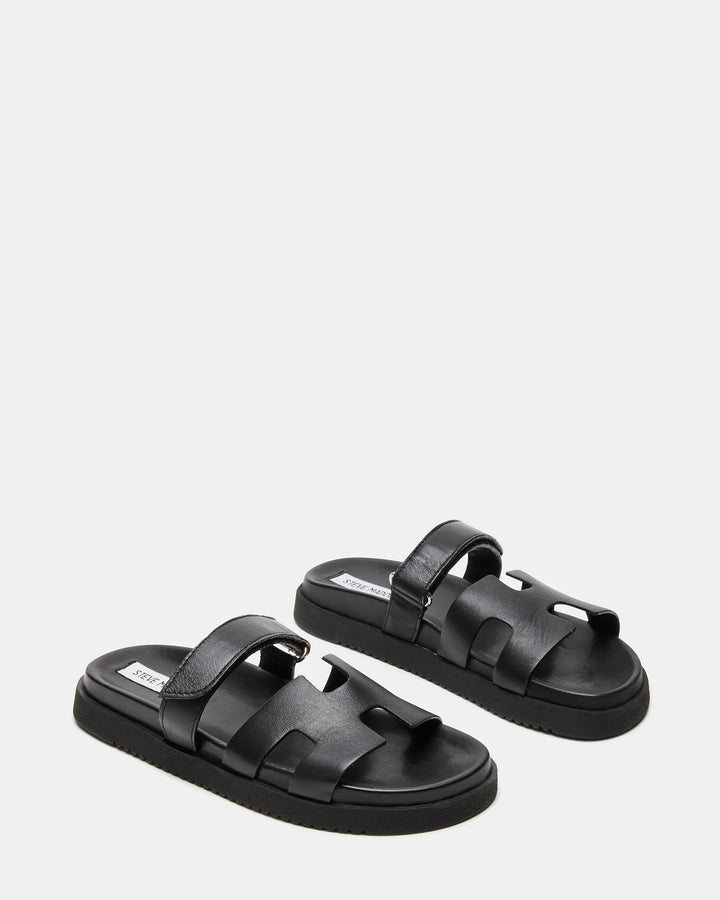 Mayven Black Leather Slides