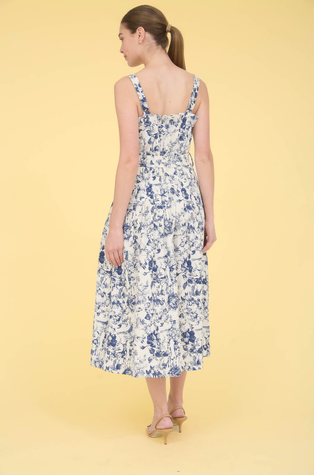 Sleeveless Navy Forset Pritned Dress