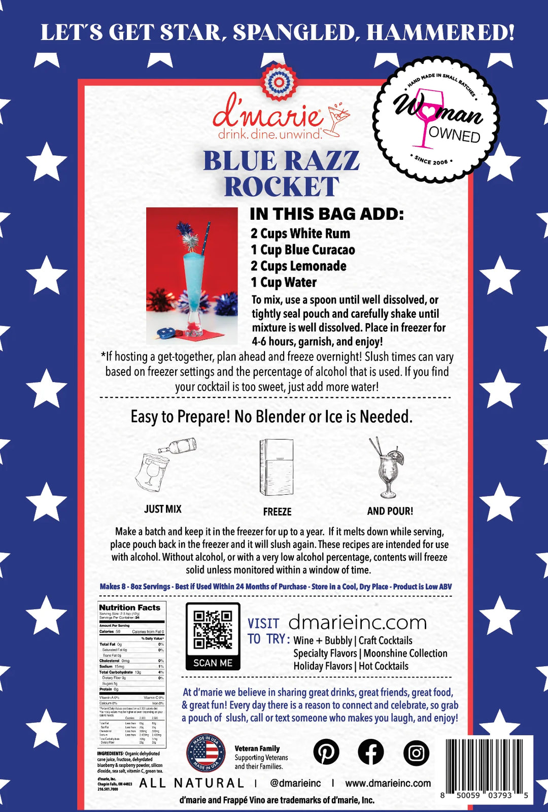 Blue Razz Rocket Cocktail - Ready-To-Freeze Cocktail Mix