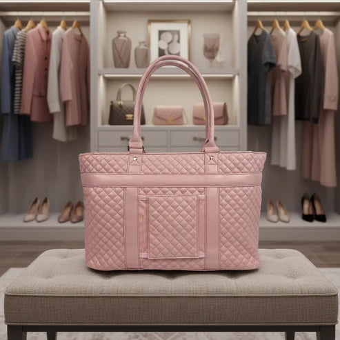 PURSEN VIP Luxury Tote - Blush Velvet Quilted