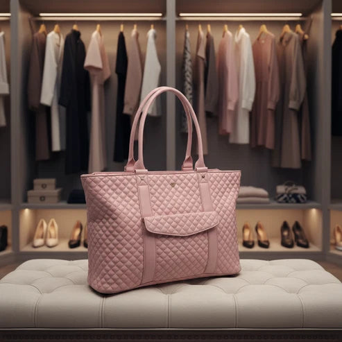 PURSEN VIP Luxury Tote - Blush Velvet Quilted