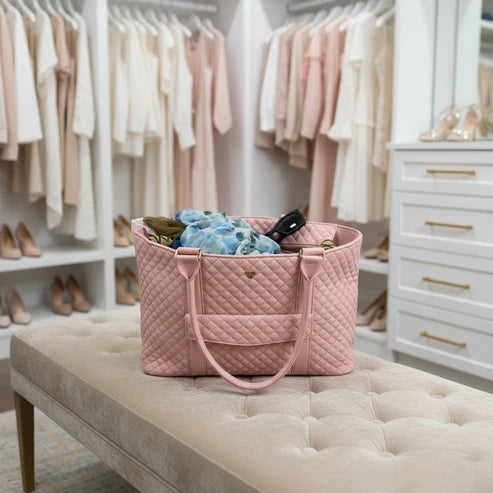 PURSEN VIP Luxury Tote - Blush Velvet Quilted