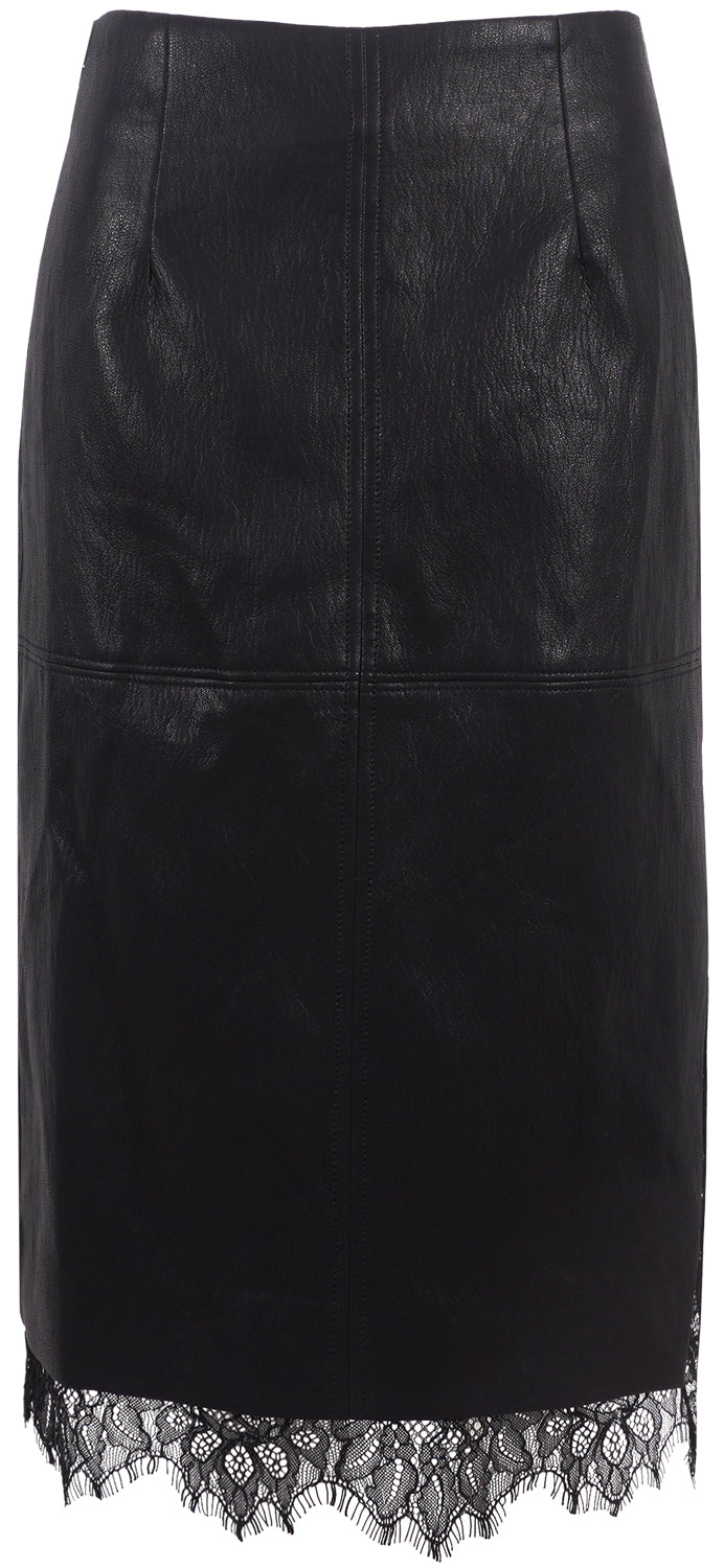 SK5770 GREG FAUX LEATHER LACE TRIM SKIRT