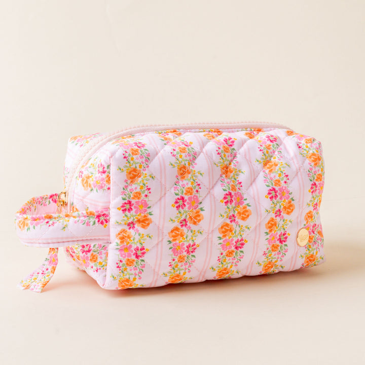 Essentials Quilted Cosmetic  Pouch-Petal Parade Pink