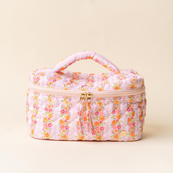 Glam & Go Quilted Cosmetic  Bag-Petal Parade