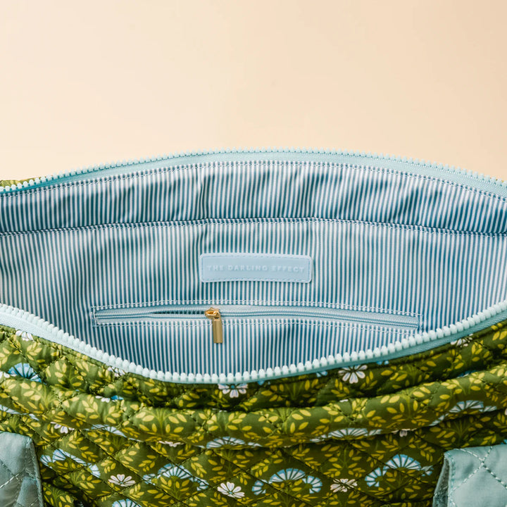 The Everyday Quilted Tote Bag-Everbloom Forest Green