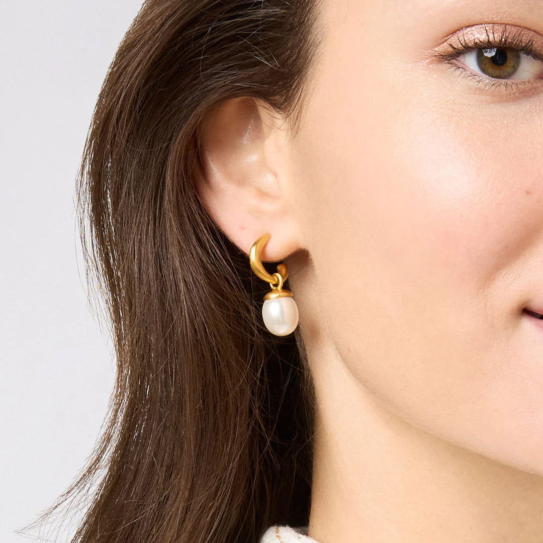Julie Vos Wave Hoop & Charm Pearl Earring
