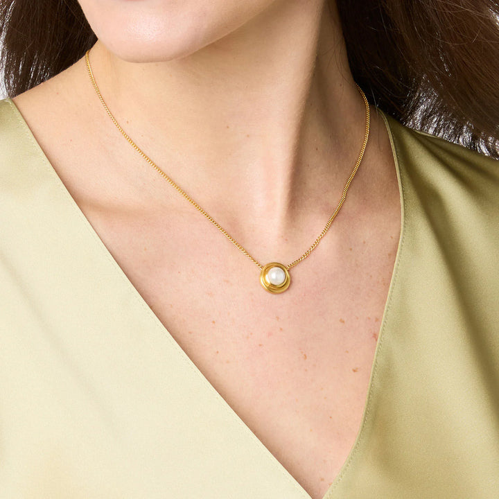 Julie Vos Wave Stone Delicate Pearl Necklace