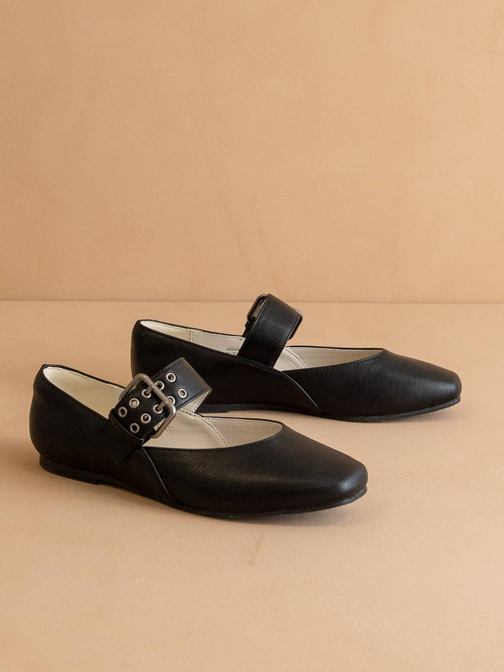 The Soho | Black Ballet Flat with Buckle