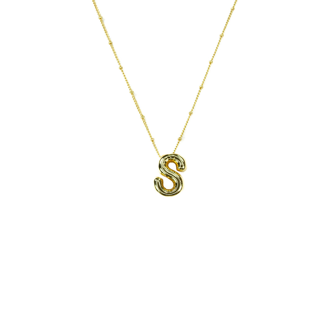 Initial Balloon Bubble Gold Necklace