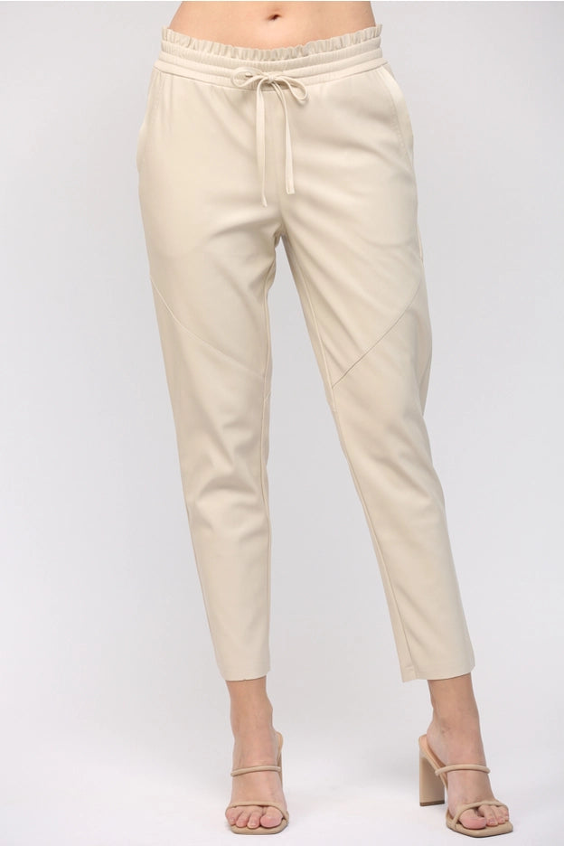 Faux Leather Drawstring Waist Pants