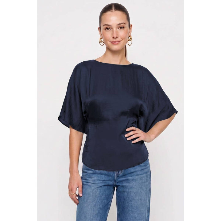 Back Tie Dolman Sleeve Silky Fall Blouse