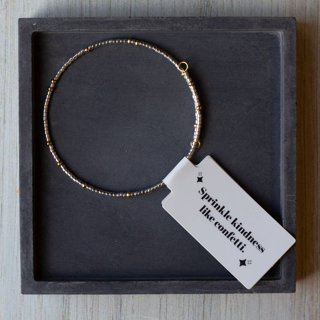 Lenny & Eva - Confetti Beaded Bangle-Silver