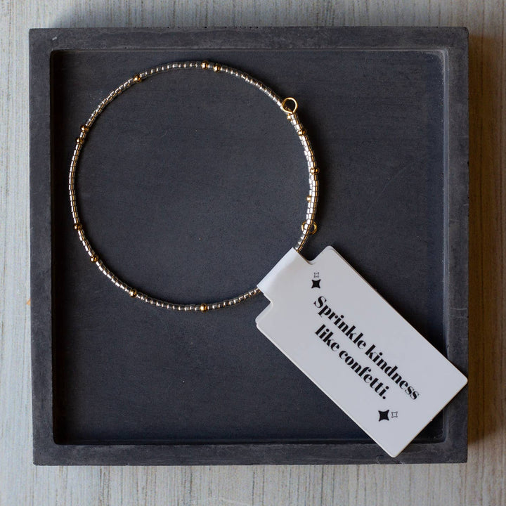 Lenny & Eva - Confetti Beaded Bangle-Silver