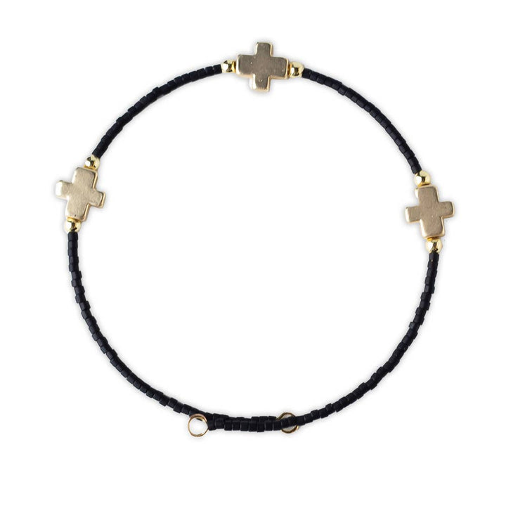 Lenny & Eva - Faithful Cross Bangle-Black