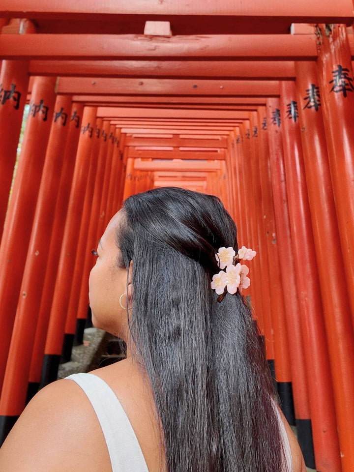 Hand-painted Cherry Blossom Flower Claw Hair Clip | Eco-Friendly