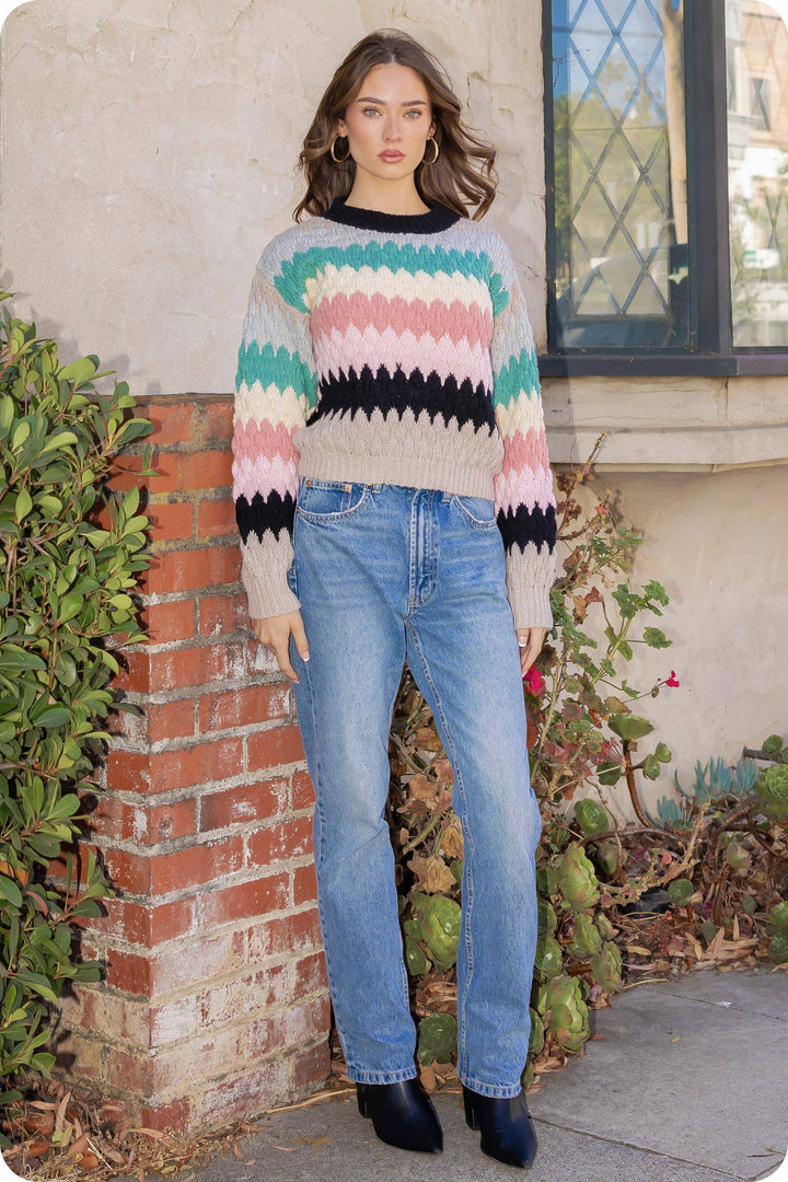 Honeycomb Textured Color Block Sweater