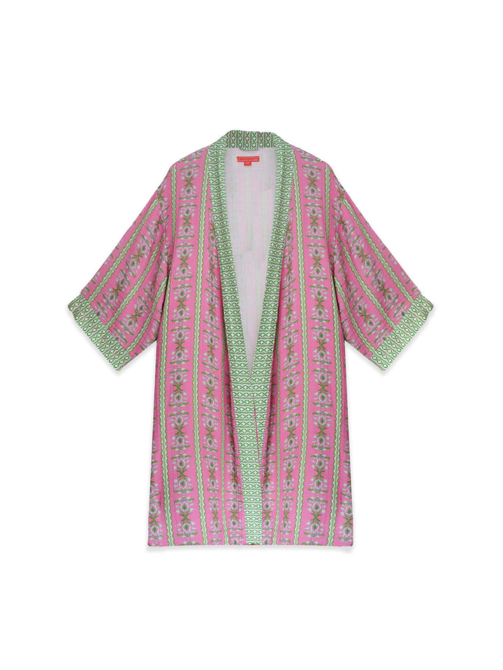 Brooks Avenue Bathrobe Cabana Stripe Pink
