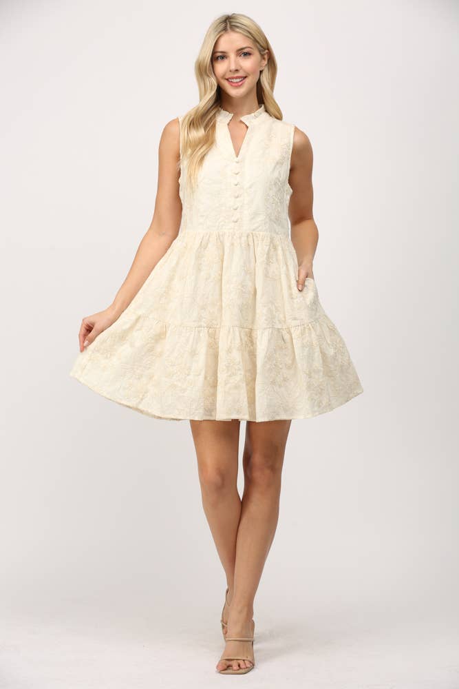 Ruffled Stand Collar Dress