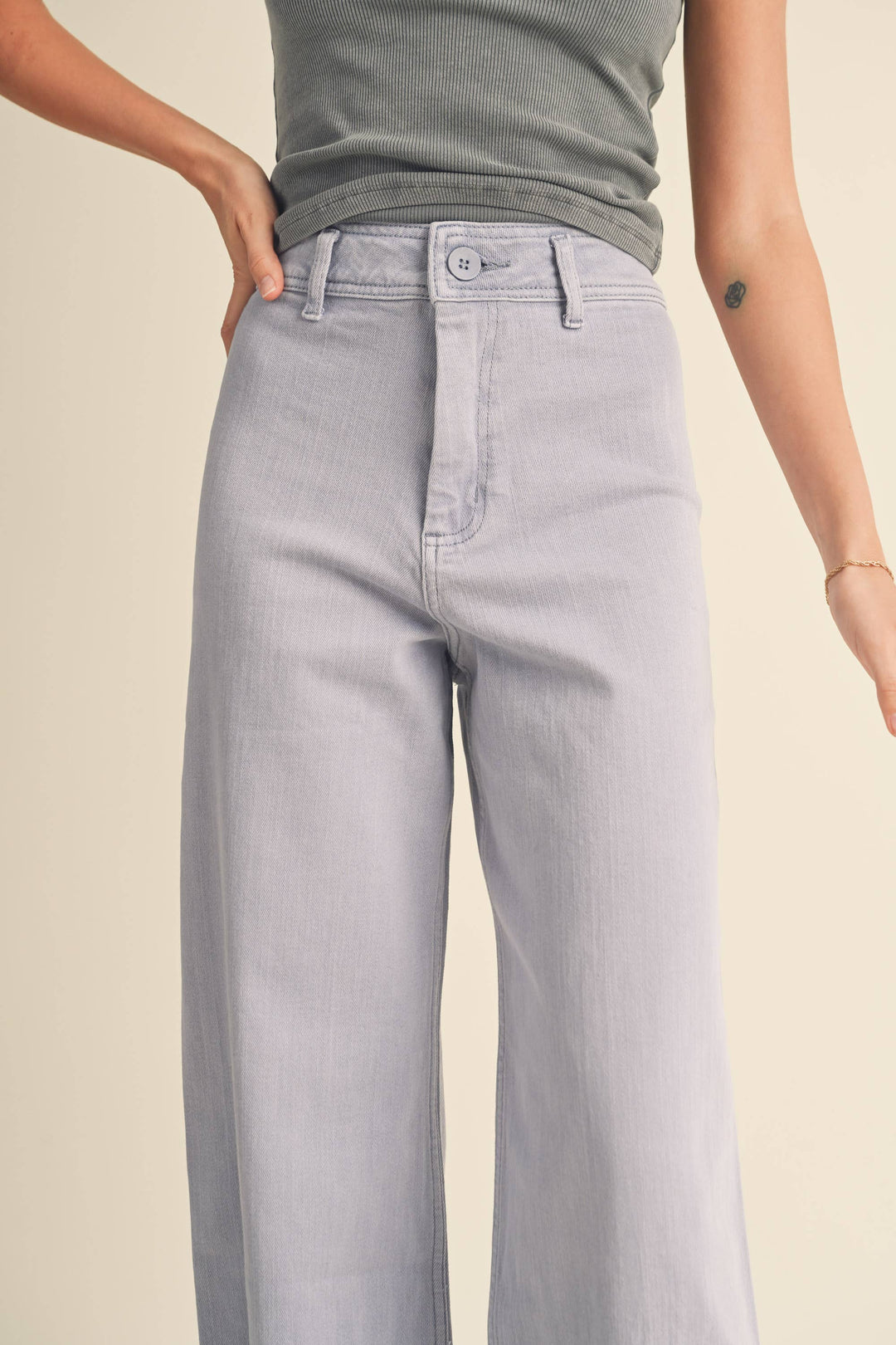 Straight Wide Leg Denim Pants