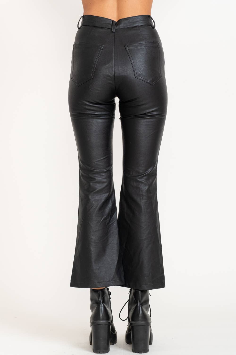 Leather Flare Leg Pants