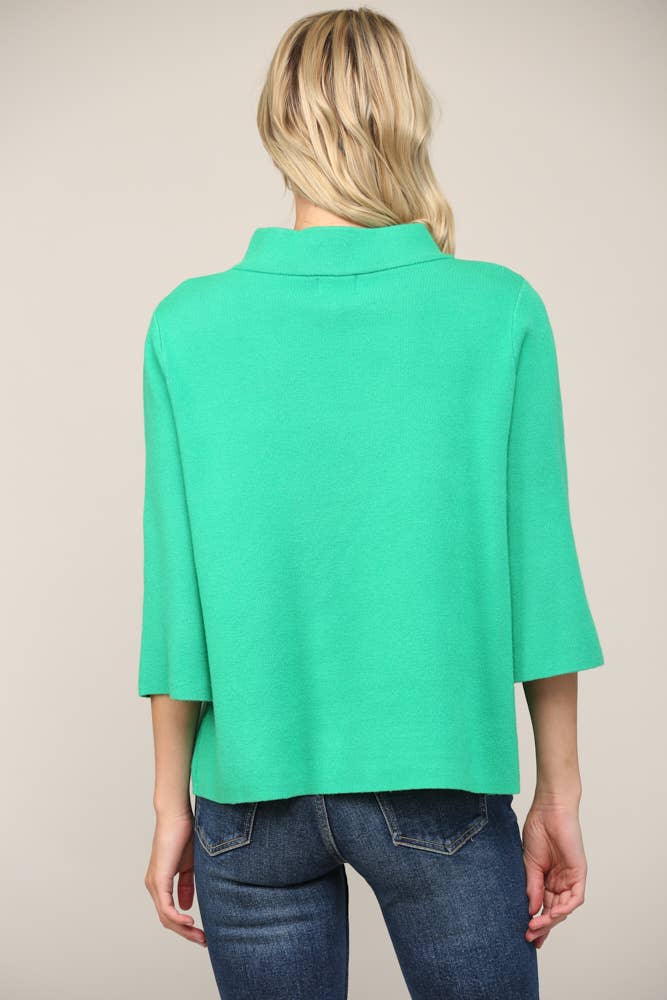 Mock Neck Pull Over Sweater/Bell Sleeve