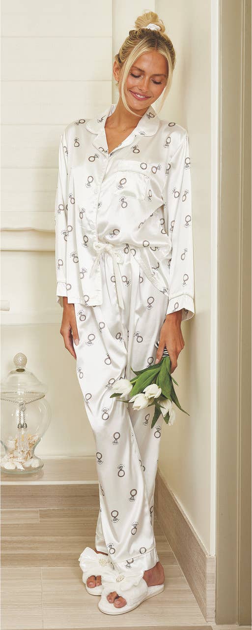 Long Sleeve PJ Set - White Rings