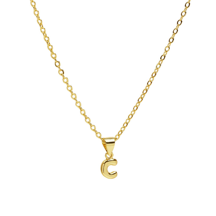 Initial Mini Balloon Bubble 18K Gold Necklace