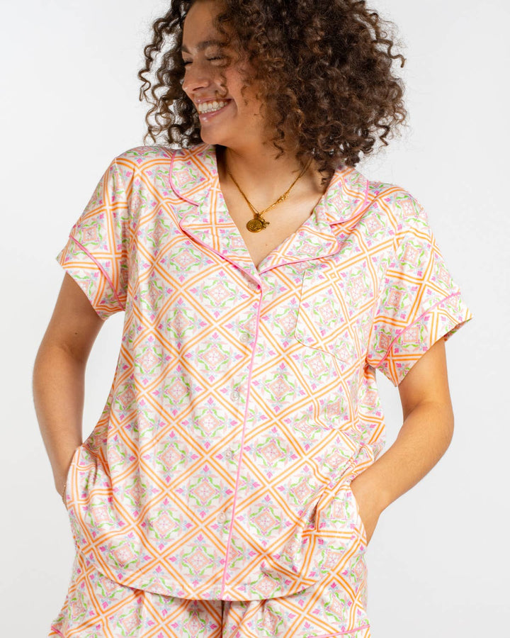 Verona Short Sleeve Button Up Sleep Shirt