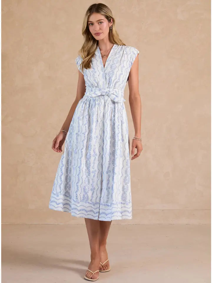 Floral Eyelet V-Neck Sleeveless Midi Dress Glow Floral Eyelet V-Neck Sleeveless Midi Dress Glow