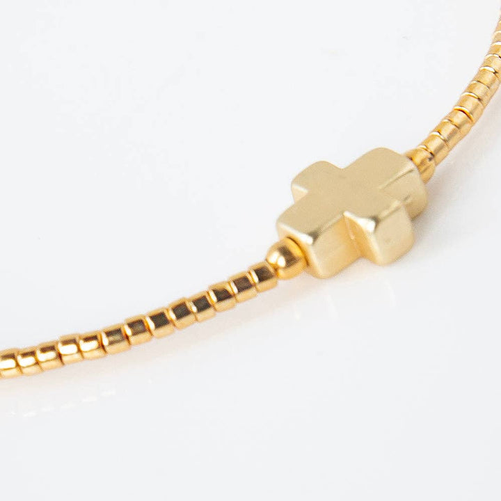 Lenny & Eva - Faithful Cross Bangle-Gold