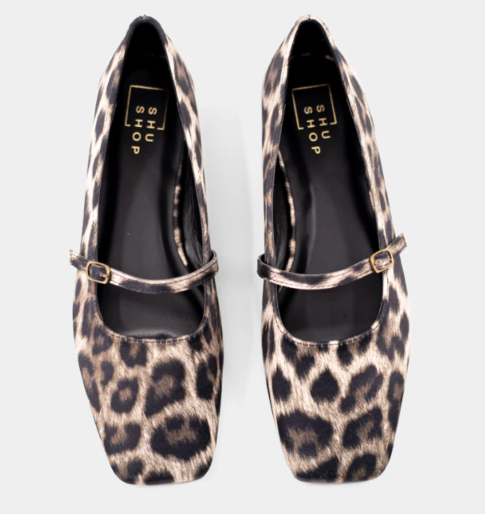 Adele Leopard Satin Flats