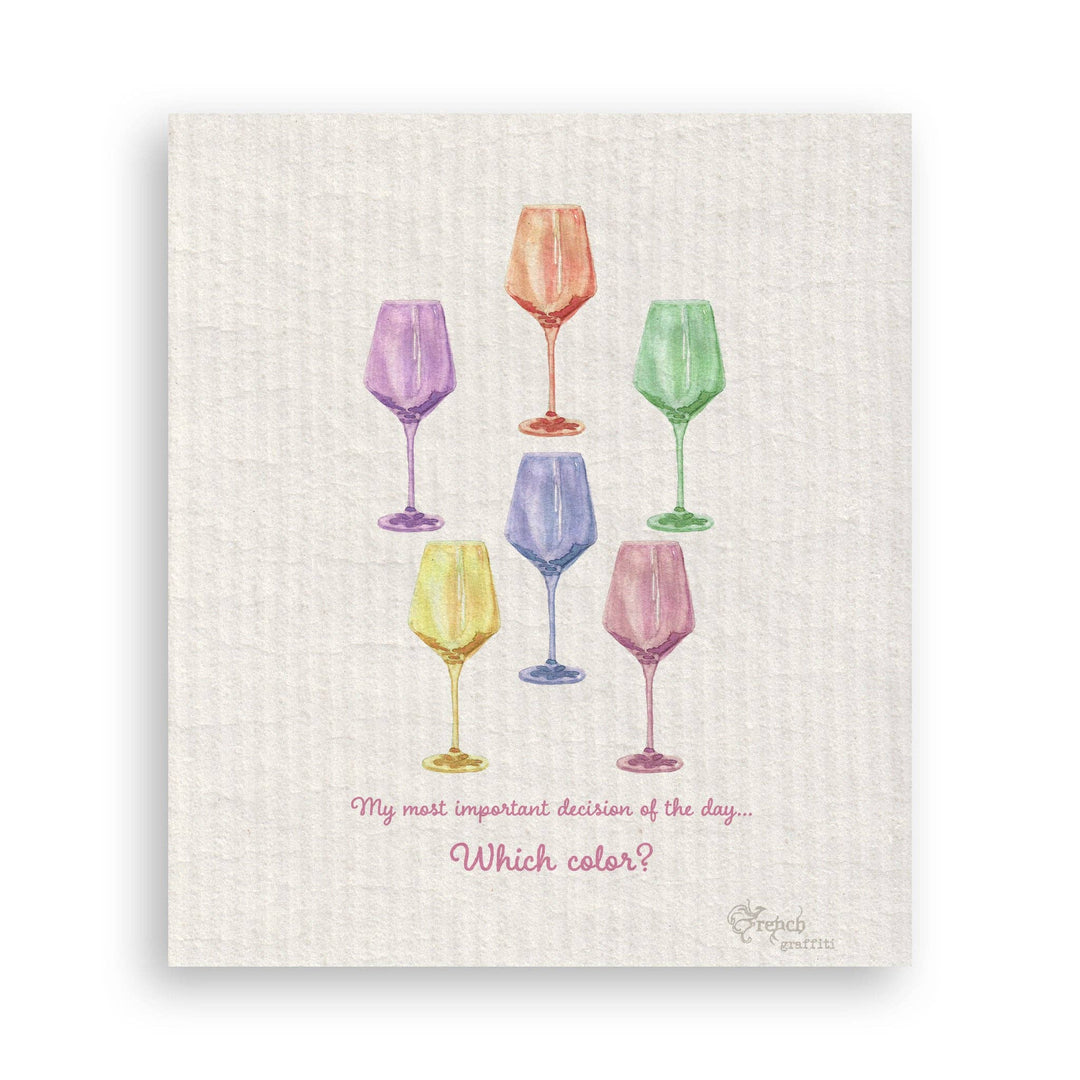 Colorful Wine Glasses Dishtowel