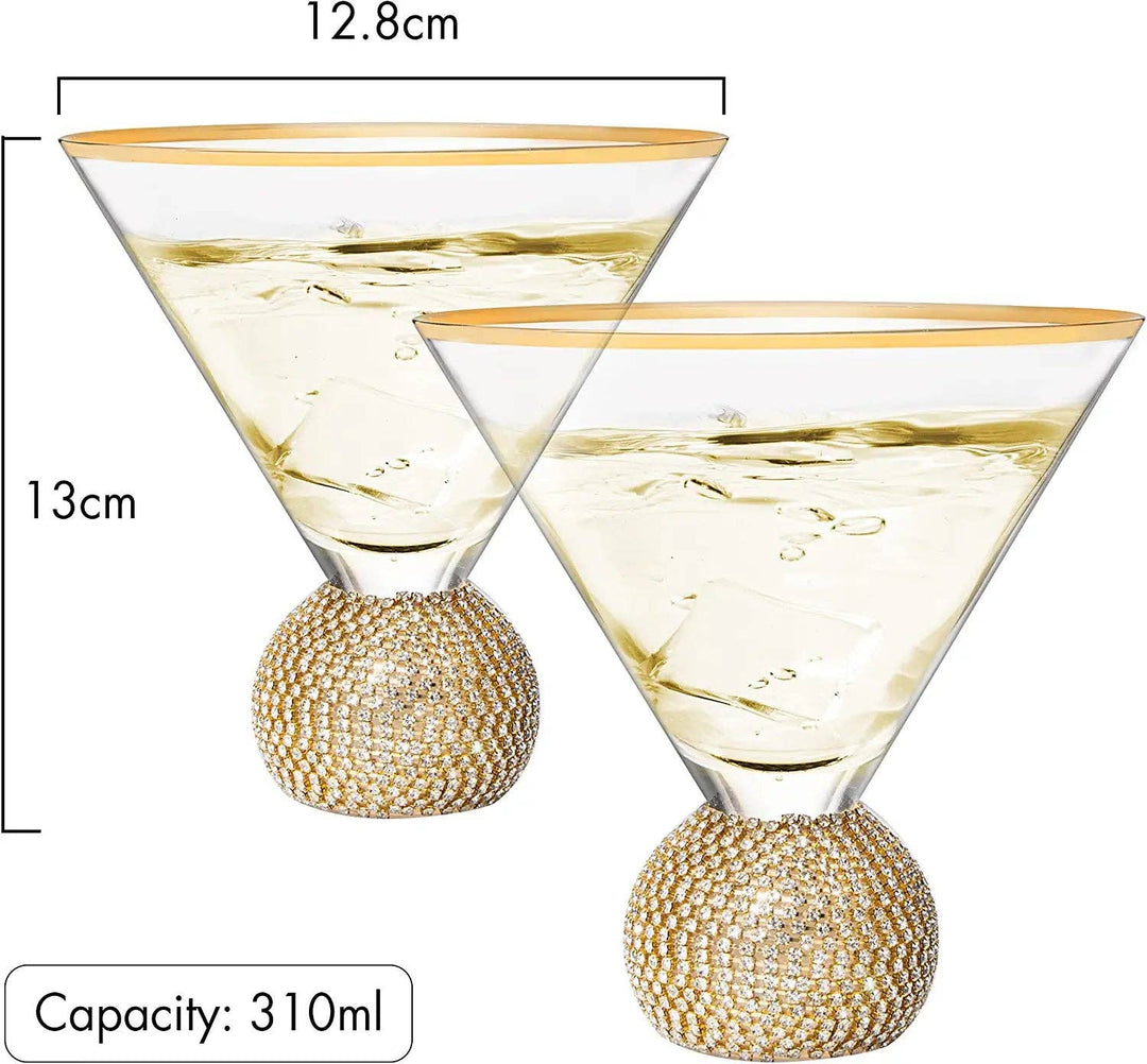 Diamond Rhinestone Martini Glasses - Set of 2