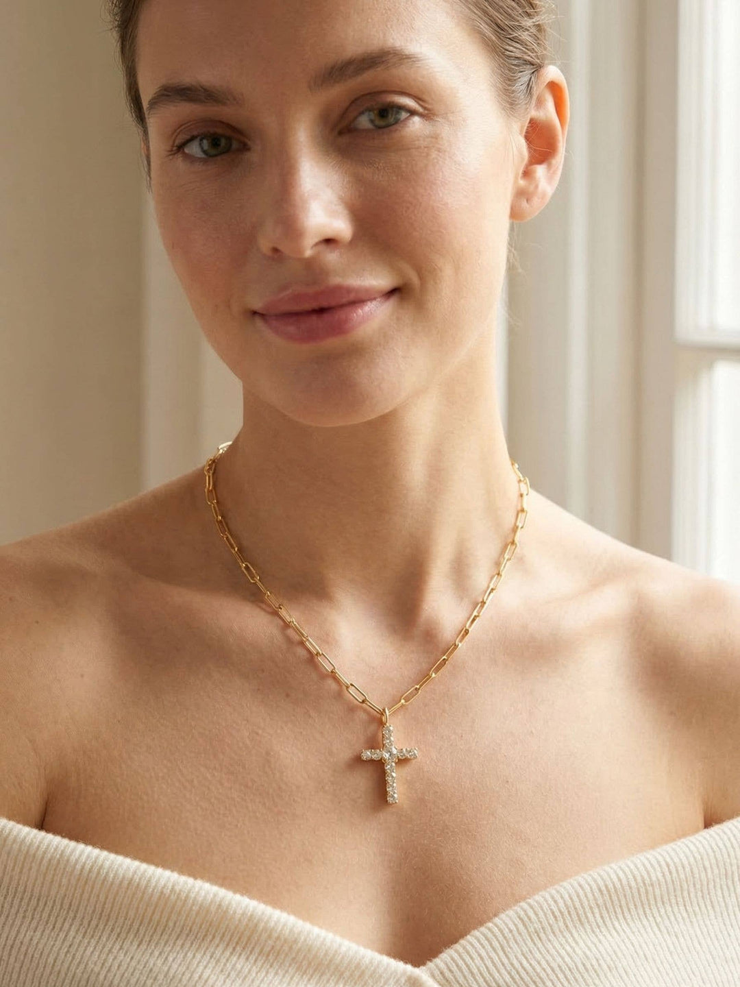 Sorrelli Cross Paperclip Pendant Necklace