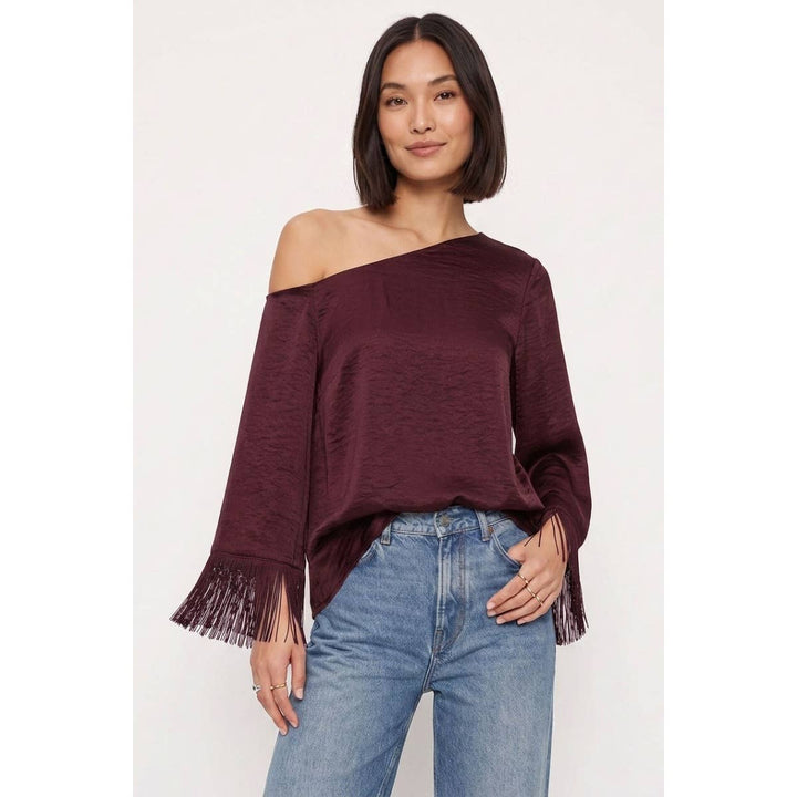 Fringe Sleeve Off Shoulder Fall Blouse