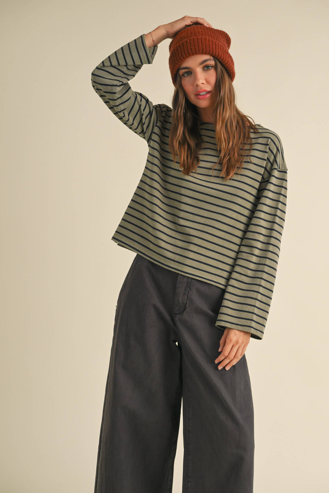 Striped Pattern Long Sleeve Top