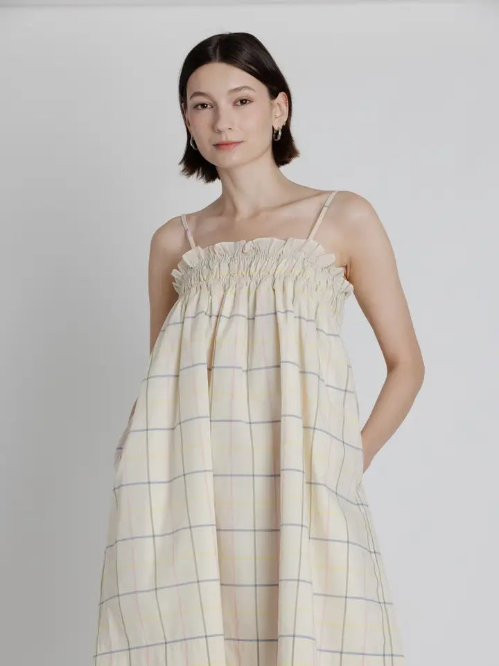 Grid Print Mini Dress