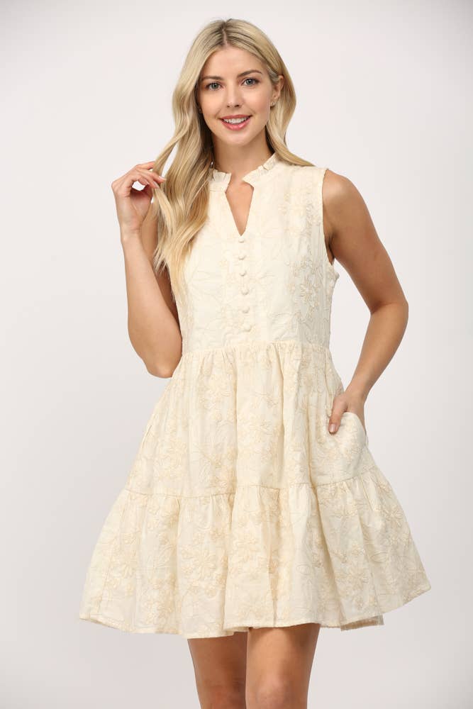 Ruffled Stand Collar Dress