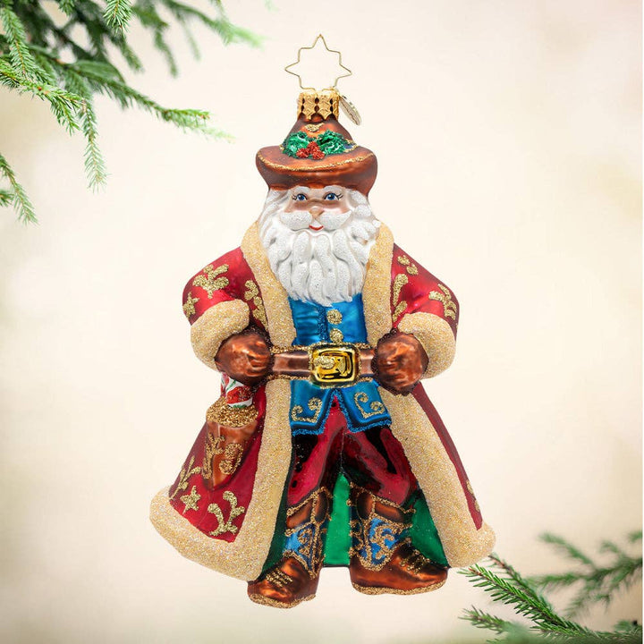 Holiday Glass Ornament – Jingle Spurs Santa