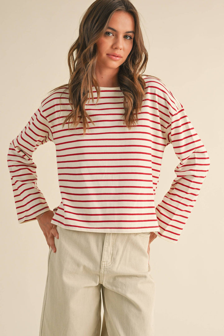 Striped Pattern Long Sleeve Top