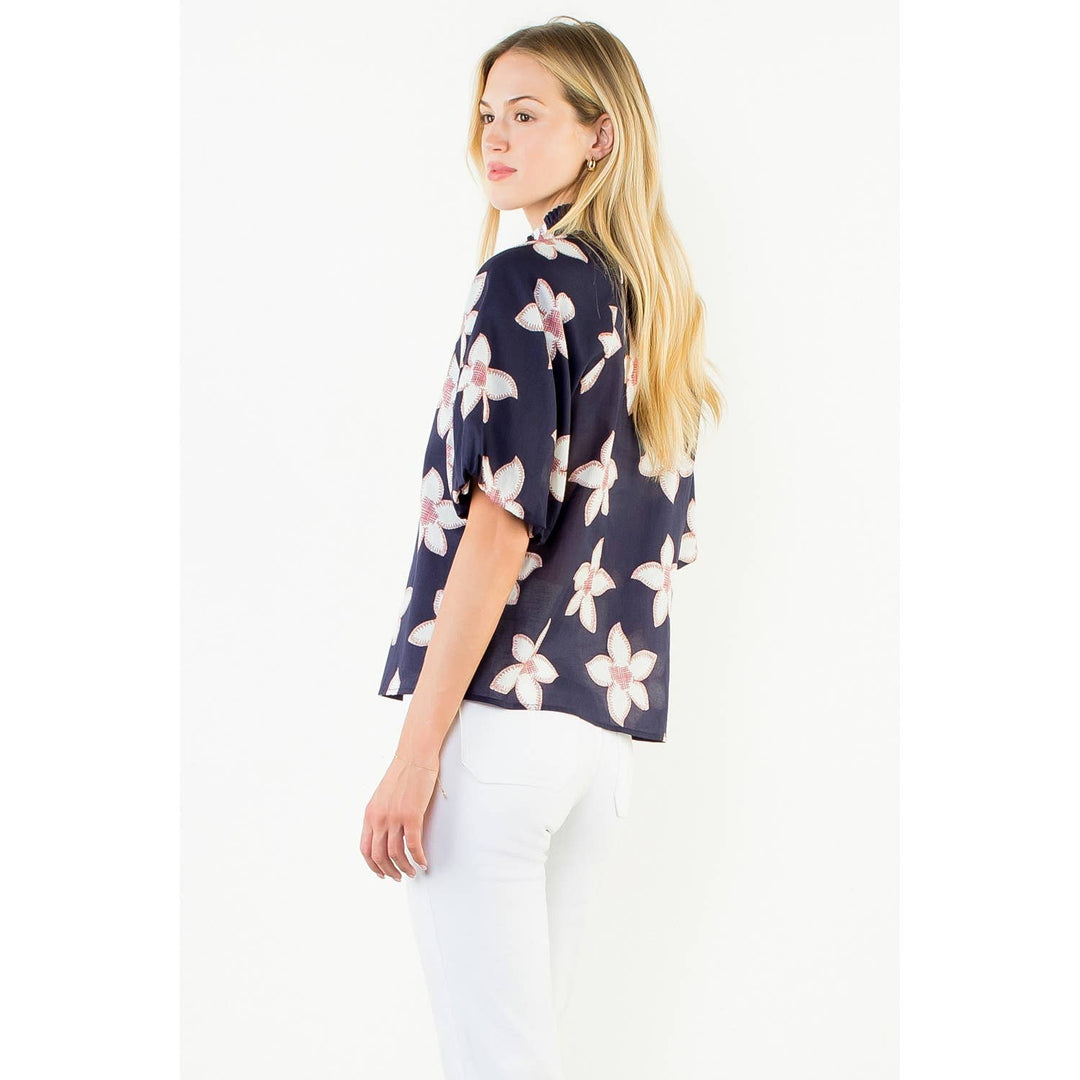 Flower Puff Sleeve Top