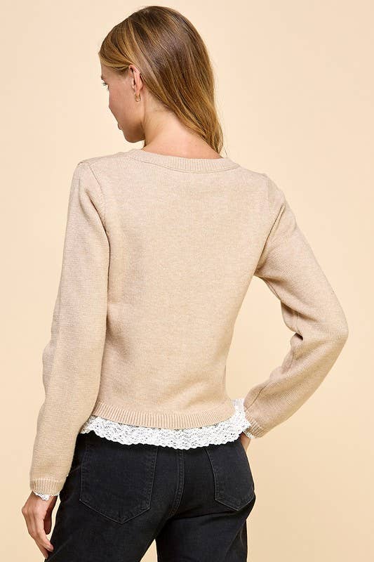 Lace Trim on Hem Sweatshirt