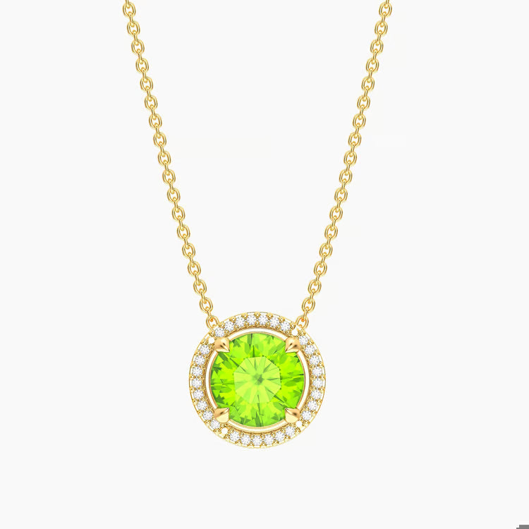 Gold Peridot Birthstone Pendant Necklace