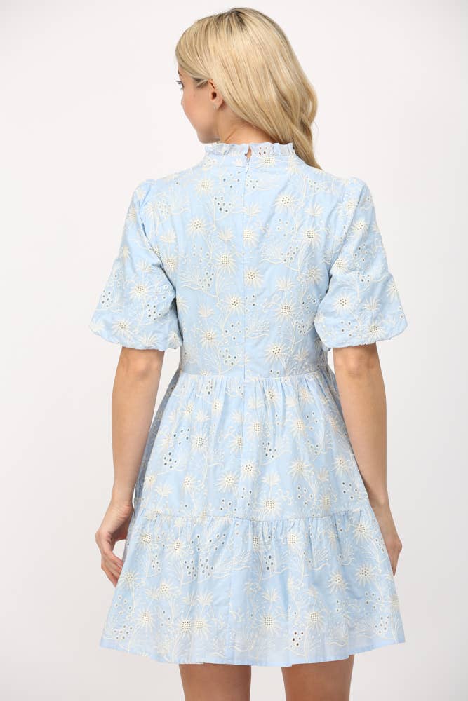 Broderie Short Puff Sleeve Dress