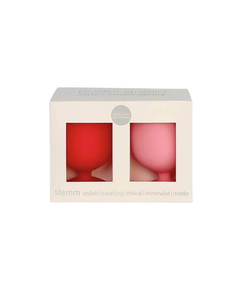 Porter Green - Cherry + Blush | Stemm | Silicone Unbreakable Wine Glasses