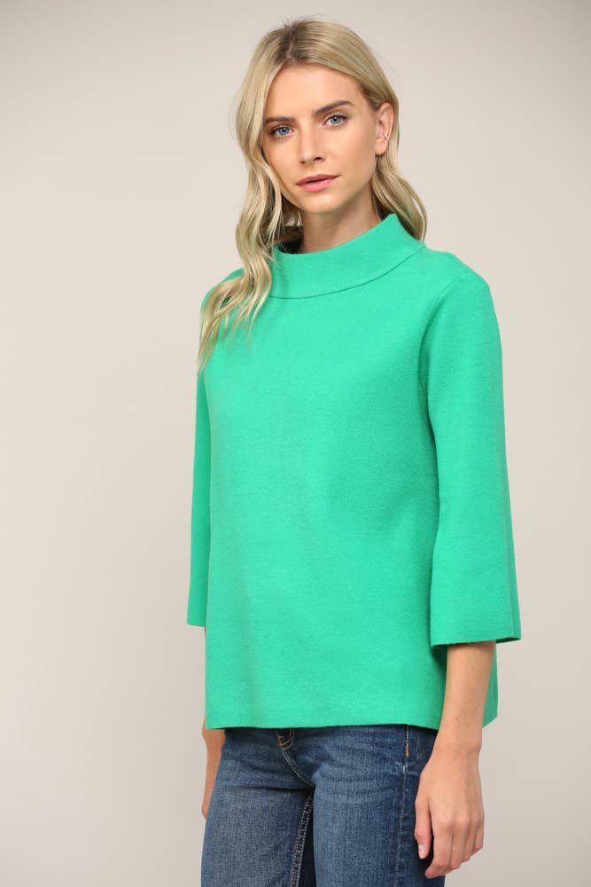 Mock Neck Pull Over Sweater/Bell Sleeve